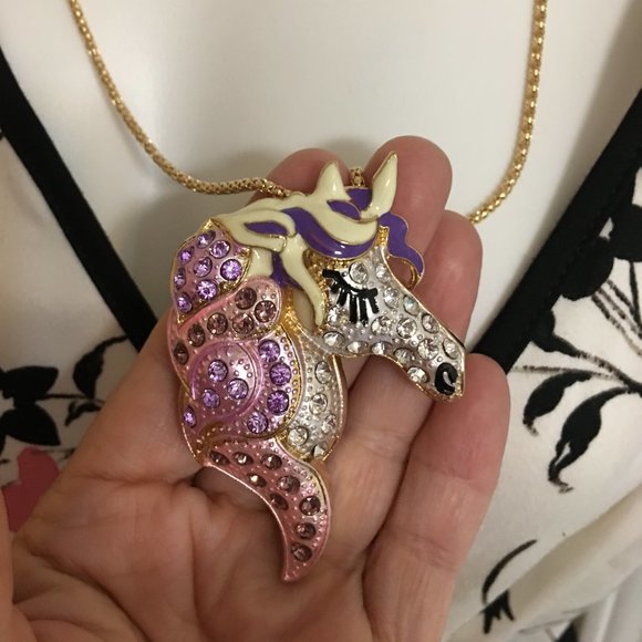 Purple Unicorn Costume Jewelry Necklace NEW  Dr 4 - Picture 1 of 5